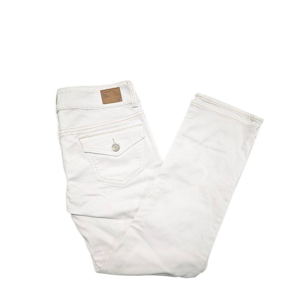 American Eagle Artist Crop Jeans Women's Size 00 White Denim Stretch